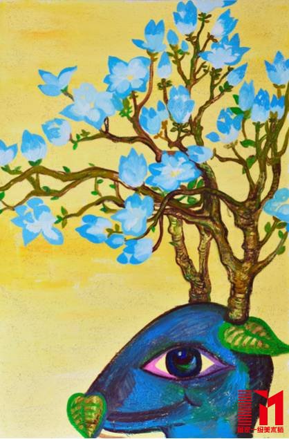 杨心远作品《玉兰鹿之蓝精灵》