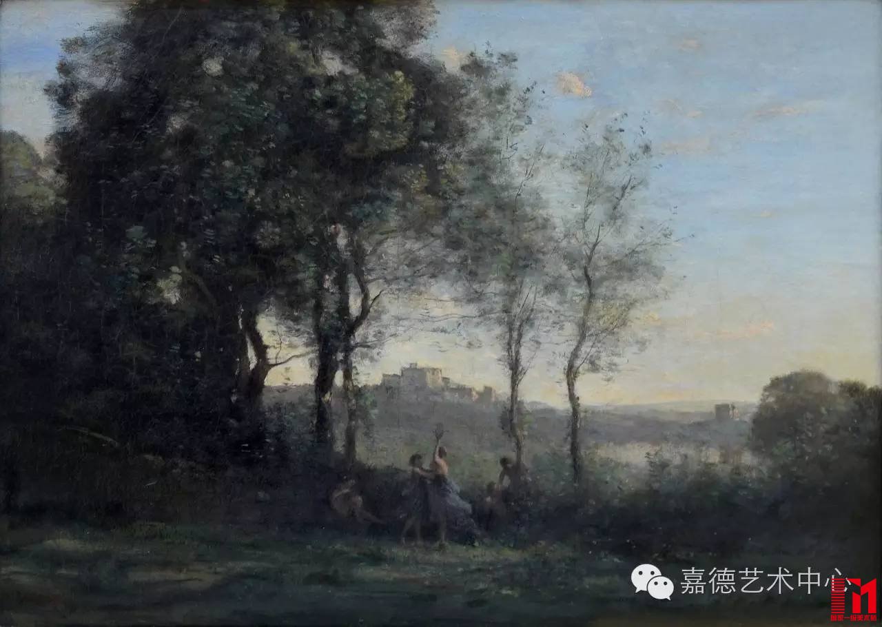 《冈多菲堡的舞者》 1855-1860年作 柯罗(1796-187法国) 39*55cm Classic 简经典西画沙龙收藏